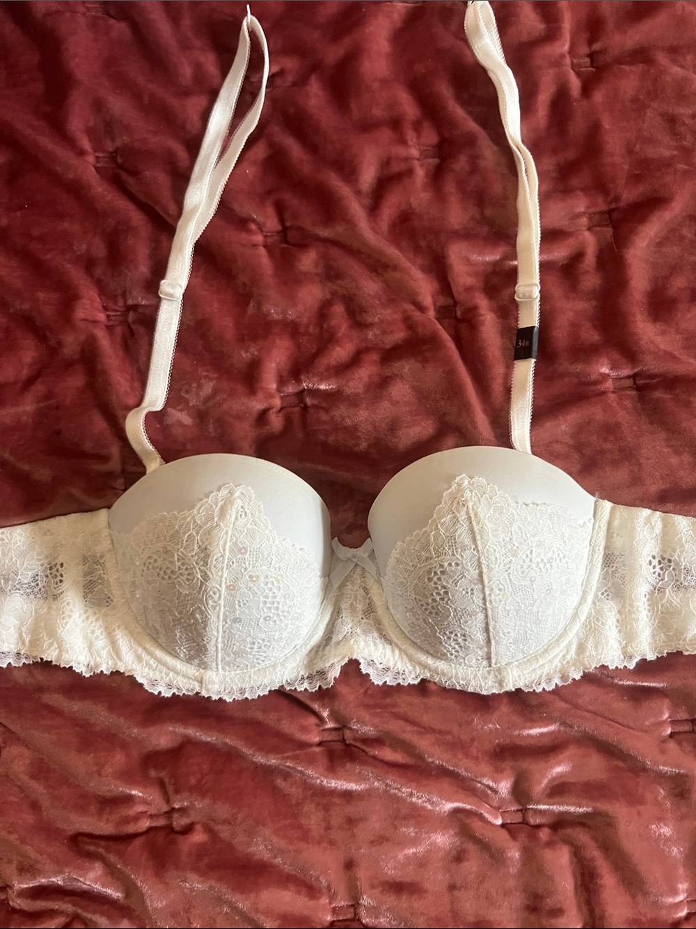 Victoria's Secret Cream Lace Push-Up Bra with Convertible Straps